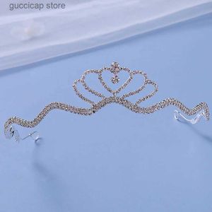 Tiaras moda prata strass nupcial hairband conjunto casamento tiara acessórios de cabelo cheio de diamante coroa jóias flor menina headdress y240319