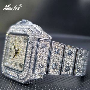 Ice out completo moissanite relógios de quartzo para homem ou mulher clássico elegante tendência 2021 relógio à prova dwaterproof água novo