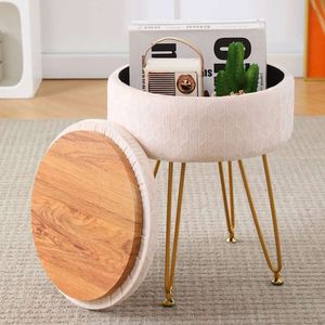 Cpintltr Footting Footstools Yuvarlak Veet Osmanlı Depolama Alanı Yumuşak Vanity Sandalye Hafıza Köpük Koltuk Küçük Yan Masa Koridor Adım Dışkı 4 Altın Metal Bacaklar