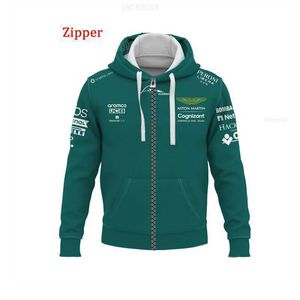 Erkek Hoodies Sweatshirtleri Yeni Erkek ve Kadın Yeşil Yetişkin Fermuarı Kazak Yarışı Spor Giyim Kazak F1 Formül 1 Aston Martin 2024 Çocuklar