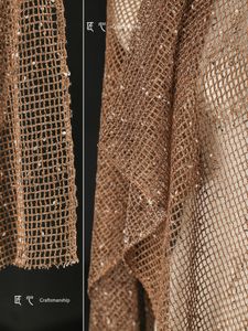 Örgü kumaş yeniden yaratılmış fishnet göz arayışlı iplik elbise tasarımcısı kumaş