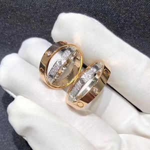 дизайнерское кольцо Классическое кольцо Love для женщин и мужчин Пара из 18-каратного золота с покрытием из нержавеющей стали и кристаллами Кольца с кубическим цирконом Обручальное кольцо Роскошные ювелирные изделия