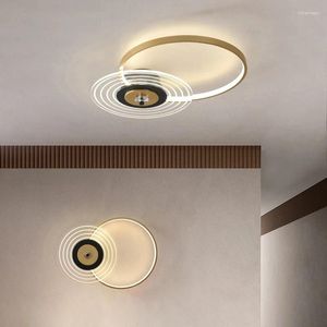 Tavan Işıkları Nordic Ring Ana Yatak Odası lambası Led Çalışma Odası Aydınlatma Altın Yuvarlak