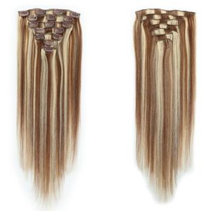 Очень толстые человеческие волосы на заколке, шелковистые прямые 7A 100, натуральные человеческие волосы, на заколке, волосы Remy StraFull Head Mix 6146687