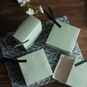 Подарочная упаковка 14 6 см светло -зеленый дизайн 10pcs Макарон шоколадный DIY Bake Paper Box Свадьба для вечеринки подарка на день рождения упаковка