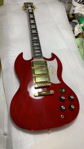 Гитара SG Электрогитара Кремовый красный Цвет Золотое оборудование Корпус из красного дерева 6 струн Гитара ручной работы Бесплатная доставка