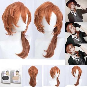 Sentetik peruklar yüksek kaliteli anime Bungo sokak köpekleri chuya nakahara chuuya cosplay peruk ısıya dayanıklı sentetik saç perukları 240328 240327