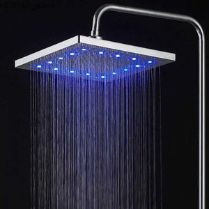 Banyo Duş Başlıkları 8 inç LED Üst Duş Başlığı Yüksek Basınçlı Yağış Kare Duş Sabit Duş Yok Piller Banyo Aksesuarları Y240319