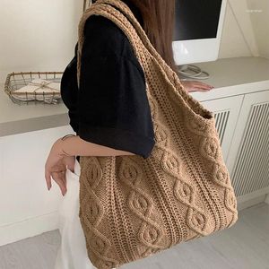 Omuz Çantaları Kadınlar İçin Alışveriş Traend 2024 Çapraz Vücut Tote Torbası Örme Kazak Kova Kadın Koreli Lüks Tasarımcı