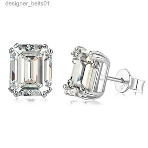 Stud 100% 925 Sterling Gümüş Emerald Cut 4ct High Caon Diamonds Ear Stud Küpeler Düğün Partisi Mücevher Damlası Nakliye24319