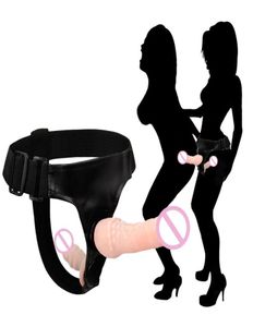 Силиконовый лесбийский страпон-фаллоимитатор с двойной стимуляцией, ремешок на фаллоимитатор с брюками, реалистичный пенис, анальный секс-игрушка для женщин, пара Sexo C181008919