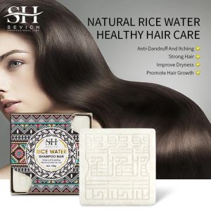 Şampuanlar Sevich 100g Pirinç Şampuan Anti Çubuk Saçlar için Katı Doğal Sabun Bölünmüş Kuru Hasarlı Saç Büyümesini Teşvik Et