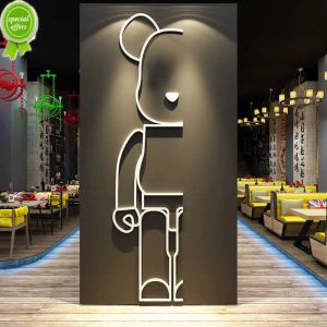 Bearbrick Duvar Dekorasyonu 3D Sticker Akrilik Duvar Çıkarmaları Sütlü Çay Kahve Kek Pastanesi Düzeni Yatak Odası Oturma Odası Ev Arka Plan Duvar Çıkartmaları