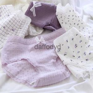 Kadınlar Külot Sevimli Mor Ruffles Panties Yağ Yumuşak Pamuklu Kız İç çamaşırı Kırık Çiçek Kadınları İç çamaşırı 240319