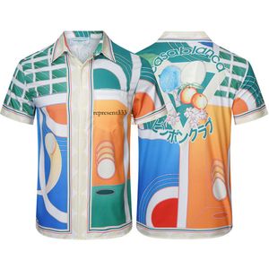 Футболка casablanca Летняя лоскутная рубашка контрастного цвета Casablanca для настольного тенниса с оранжевым цветком мужская и женская свободная пляжная рубашка для путешествий и отдыха