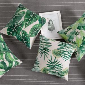 Декоративный чехол для подушки с зелеными листьями растений, Plam для дивана, стула, офиса, Capa De Almofadas 45x45 см