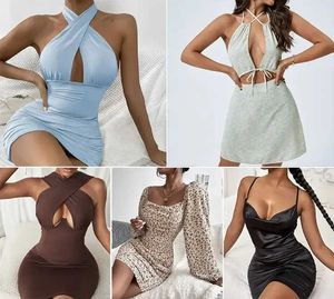 Toptan kadın seksi bodycon elbise kokteyl elbisesi karışık moda rahat üst mayo etekler sırtsız kadınlar akşam