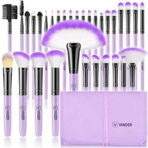 Shadow 32 PCS Makeup rate Set Purple Eyeves Eine Eline Found Pourch Speat Speat Synthetic Hair Mabress щетки Brochas maquillaje