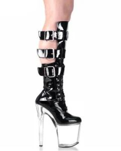 Обувь сексуальные поясные черные каблуки, женская обувь в полночь, супер высокие каблуки сцены.