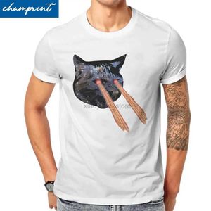 Erkek Tişörtler Kedi Bacon Lazer T-Shirts Erkekler Pamuk Şaşırtıcı T-Shirts O Boyun Tişört Kısa Kollu Üstler Hediye Fikir 240327