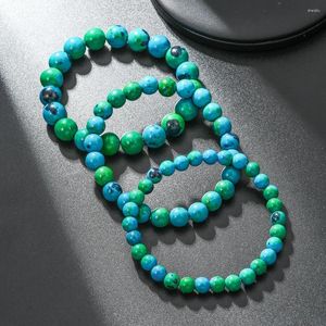 Strand Natural Phoenix Taş Bileklik Kadınlar İçin Chrysocolla Boncuklu Yuvarlak Şekli Diyabet Rölyef Malakit Bilezikler Erkek Takı