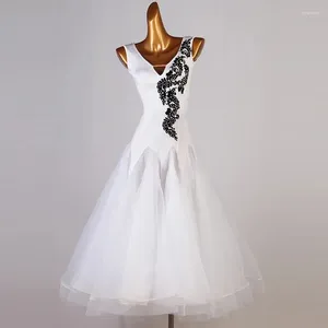 Sahne Wear Waltz Balo Salonu Rekabet Elbisesi Standart Dans Performans Kostüm Egzersiz Giysileri Aplike Rhinestones Akşam Elbise
