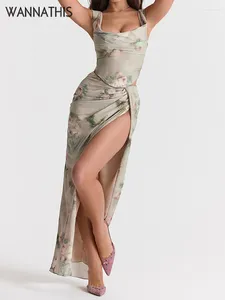 Vestidos de trabalho WannaThis Floral Imprimir Dois Conjuntos de Peças Mulheres Roupas Espartilhos Dobras Tops e Side Dividir Saia de Cintura Alta Ternos de Verão com