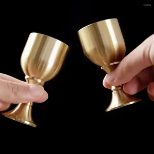Kupalar 1pc Pirinç Kadeh Kupası Metal Altın Kokteyl İçecek Şarap Goblet Likör Parti Ev Aksesuarları Masaüstü Dekorasyon Aracı