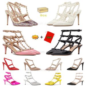 valentino heels sandals shoes Дизайнер, высокие каблуки, обувь с коробкой на День Святого Валентина с женскими сандалиями, платье【code ：O】