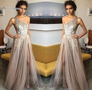 2019 One Omuz Aline Puiced Prom Elbiseler Tül Akşam Giyiminde S Highend Vurs Dress9212556