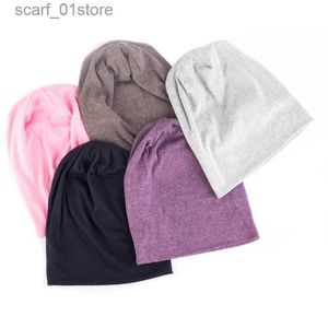 Şapka Eşarp Setleri Spring Womens Fashion Sade Beanie Hat Pamuk Slowhy Beanie Kadınlar için Örme Kemik Şapkası Kadınlar Katı Kafatası Hatc24319