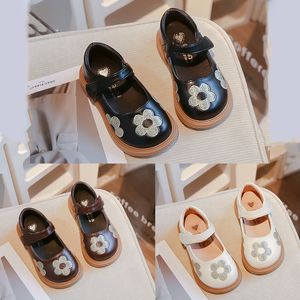 Girls' Embroidered Flower Casual Flat Shoes, Anti-Slip TPR Sole Princess Mary Jane Shoes, Fasten Hook & Loop