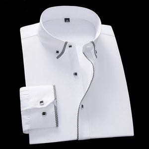 Erkekler İçin Beyaz Gömlek Uzun Kollu İş Gündelik Düz Renk Camisas Erkek Elbise Gömlekler İnce Uygun iç çamaşırı 5xl 6xl 7xl 8xl 240307
