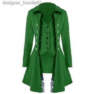 Cosplay Anime Kostümleri St. Patricks Günü Kadınlar Cosplay Come Moda Tatil Partisi Kat Uzun Kollu Düğme Retro Ceket Orta Uzunluk Giyim