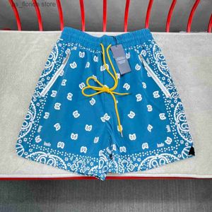 Erkek Şort Yaz Strtwear Vintage Kaju Tam Baskı Şortları Erkek Kadınlar Uzun Drawstring Mavi Grn Khaki Brches Tag Y240320
