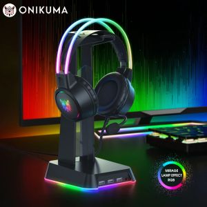 Kulaklıklar Onikuma RGB HD esnek mikrofonlu oyun kulaklıklar PC PS4 PS5 Switch Bilgisayar Oyunları 2024