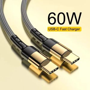 60 Вт USB C-C кабель PD кабель для быстрой зарядки 1,2 м QC4.0 USB Type C кабель для быстрой зарядки данных позолоченный для Samsung S24 Xiaomi LG