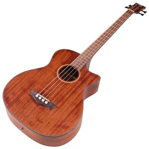 Гитара Акустическая бас-гитара 4-струнная, с полным корпусом из сапеле, 43-дюймовая электрическая народная гитара с вырезом, 24 лада