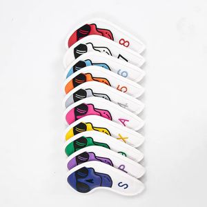 Красочный комплект головных уборов для клюшек для гольфа на заказ, чехлы на голову из искусственной кожи для защиты утюга для гольфа 240312