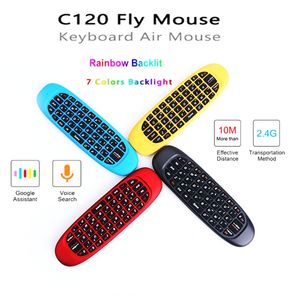 C120 Fly Air Mouse 2.4G RF Smart Remote Controllo 7 colori Retroilluminazione Tastiera wireless inglese per PC Android TV Box Apparecchiature elettroniche