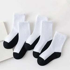 Erkek Çorap 1 Çifti Emici Teri Çocuklar Beyaz Gri Siyah Bebek Bebek Spor Düz Renkli Bez Aksesuarları Sonbahar