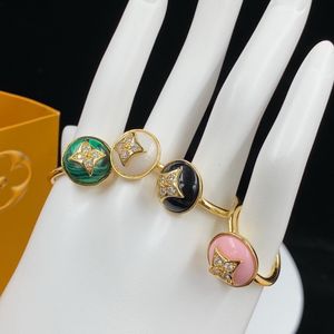Новый дизайн, блестящее кольцо с надписью Lucky Letter, цветное кольцо из желтого золота, белого золота, малахита и бриллиантов, дизайнерские ювелирные изделия R003