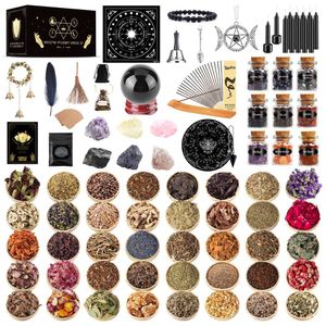 Shyshiny Wiccan ve Tools Koruma, 127 Pack Büyücülük Yeni Başlayanlar, Kurutulmuş Otlar, Kristaller, Mumlar, Cadı Başlangıç ​​Büyü Kiti için Cadı Hediyesi