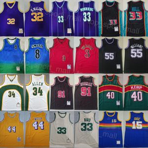 Vintage Basketbol Gerileme Jersey Mens Tracy McGrady 1 Stephen Curry 30 Tim Duncan 21 Larry Bird 33 John Stockton 12 Dennis Rodman 10 Larry Johnson 2 Retro Dikiş