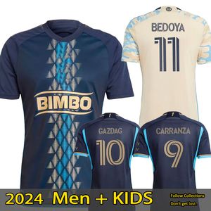 Philadelphia Union 2024 2025 Futbol Jersey Kids Kit Erkekler 23/24 Futbol Gömlekleri Birincil Ev Lacivert Uzak Bej Carranza Gazdag Uhre Glesnes Martinez McGlynn Wagnn