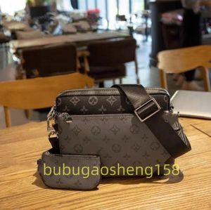 2024 7A Kaliteli Deri Tasarımcı Çantalar 3pcs Çıkarılabilir Üçlü Siyah Messenger Çanta Erkekler Crossbody 3 1 Set Kadın Omuz Çantası Çanta Çantası Cüzdan