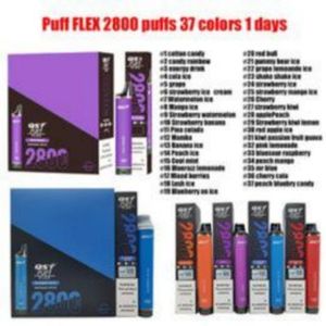 Sağlıklı Tek Kullanımlık Elektronik Nargile Orijinal% 100 QST Puff Flex 2800 0% 2% 5% 5 8ml 850mAh Pil Yetkili 28HOT Flavors ABD AB depo içeceği