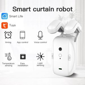 Control Smart Automatic Curtain Opener Tuya WIFI Bluetooth Roman T U Rail Track Curtains Switch Robot Remote Control Alexa Google Home