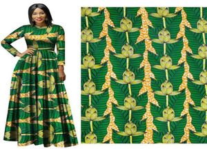Tecido de impressão de cera africana binta tecido de cera real ancara africano batik respirável algodão verde flor tecido para vestido suit6983691
