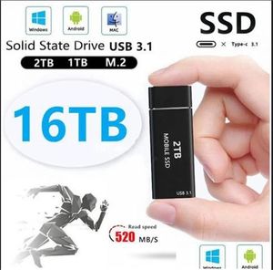 Harici sabit sürücüler Yüksek hızlı-C Type SSD USB3.1 4TB 8TB 16TB Arayüz Taşınabilir Katı Hal Sürücüsü 2TB 1TB 500GB USB 3.1 Mini Mobil DH0JA
